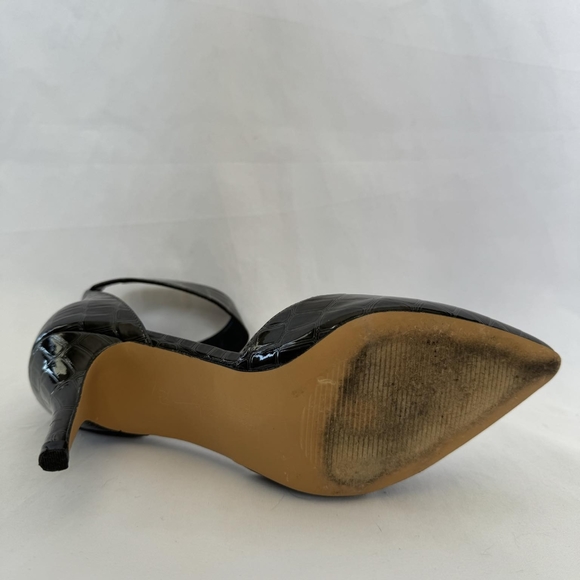 Nicole Miller Brandy Cuff Croc Embossed Heels PU Style Charcoal Grey US7.5 - Picture 6 of 8